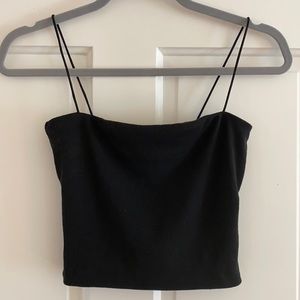 NWT Black ribbed square neck cropped tank top